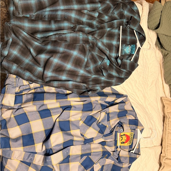 DIXXON Men's Plaid Button Down Shirt - Orange and Gray - Picture 3 of 4